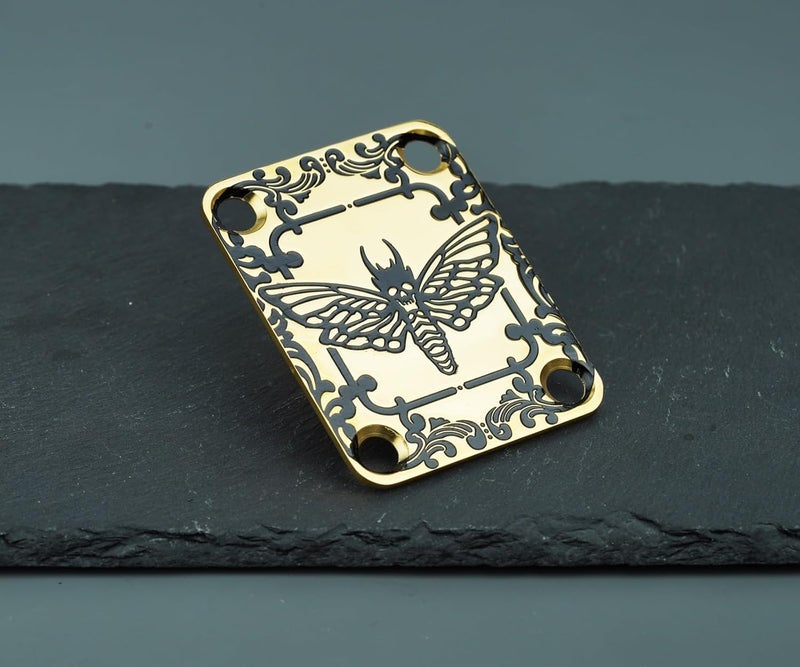 guyker Guitar Neck Plate, 4-Holes Stainless Steel Electric Guitar Bass Neck Joint Plate NeckPlate Replacement Part (GN002, Gold) - Image 3